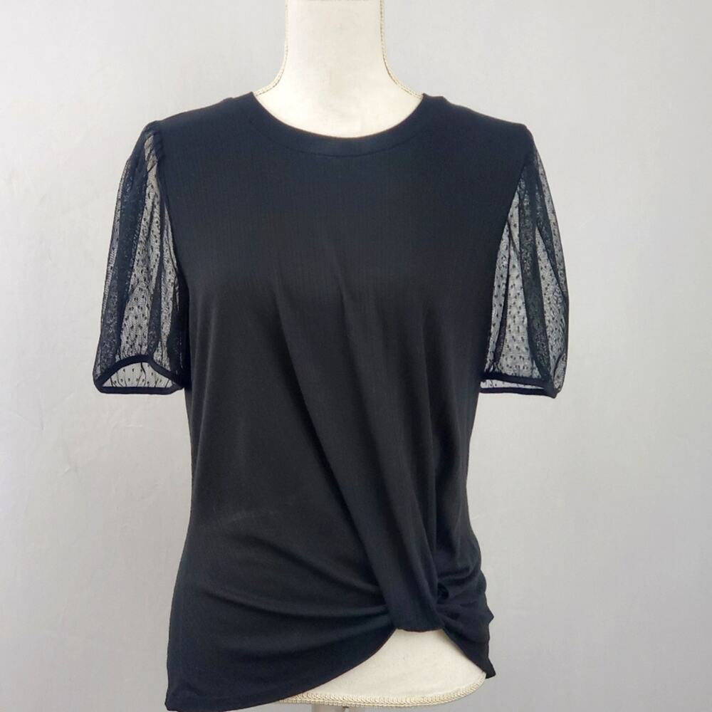Meraki Sheer Sleeves Side Twist Top